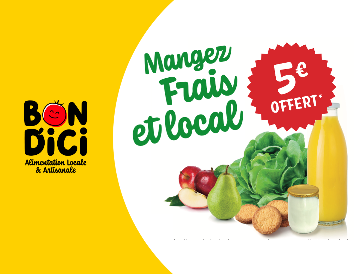 Gagnez un bon d'achat de 5€ en consommant local 👨🏻‍🌾 🍅 - Bon D'ici